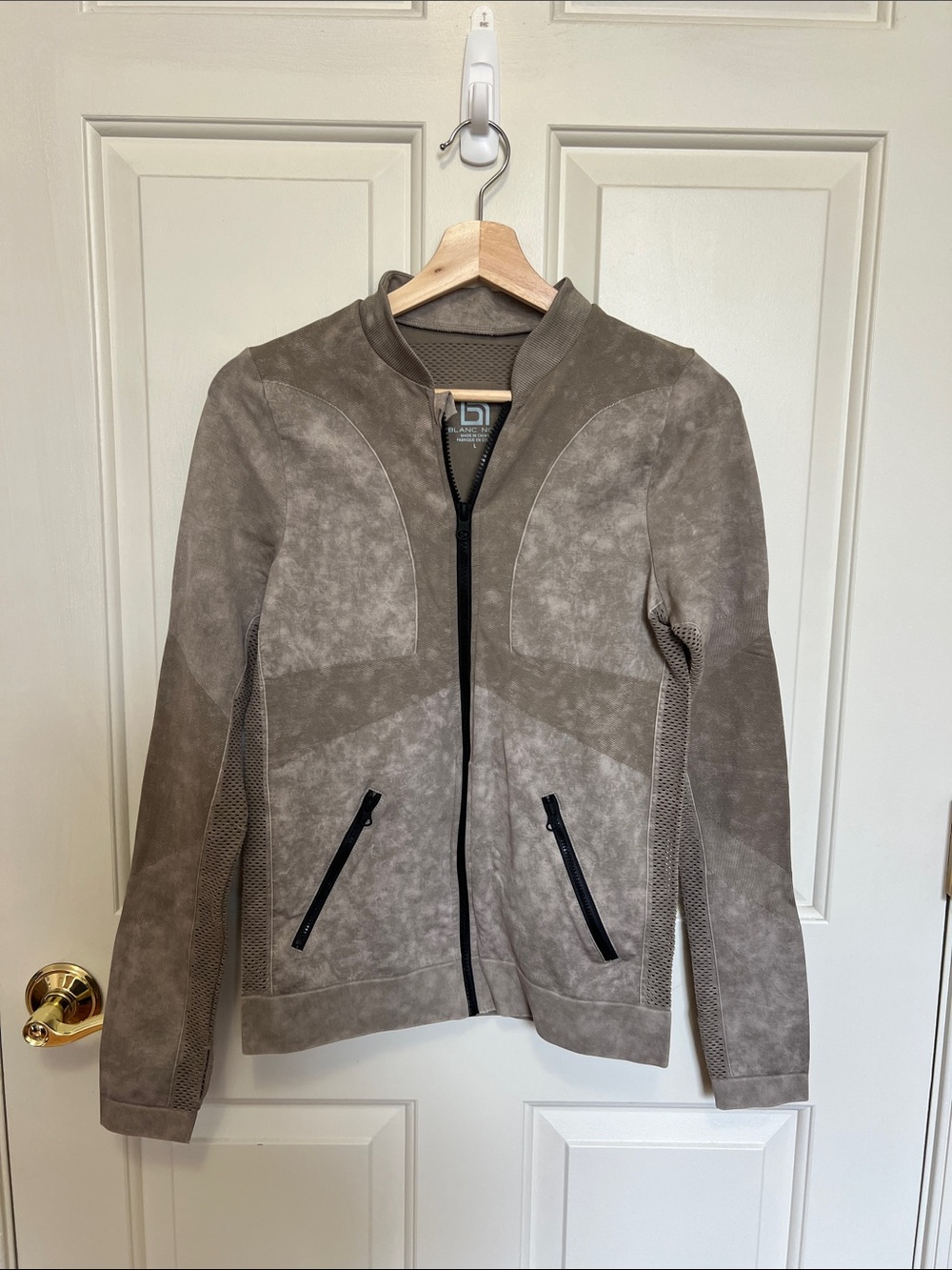 Women's Taupe Bomber Jacket with Zip Pockets